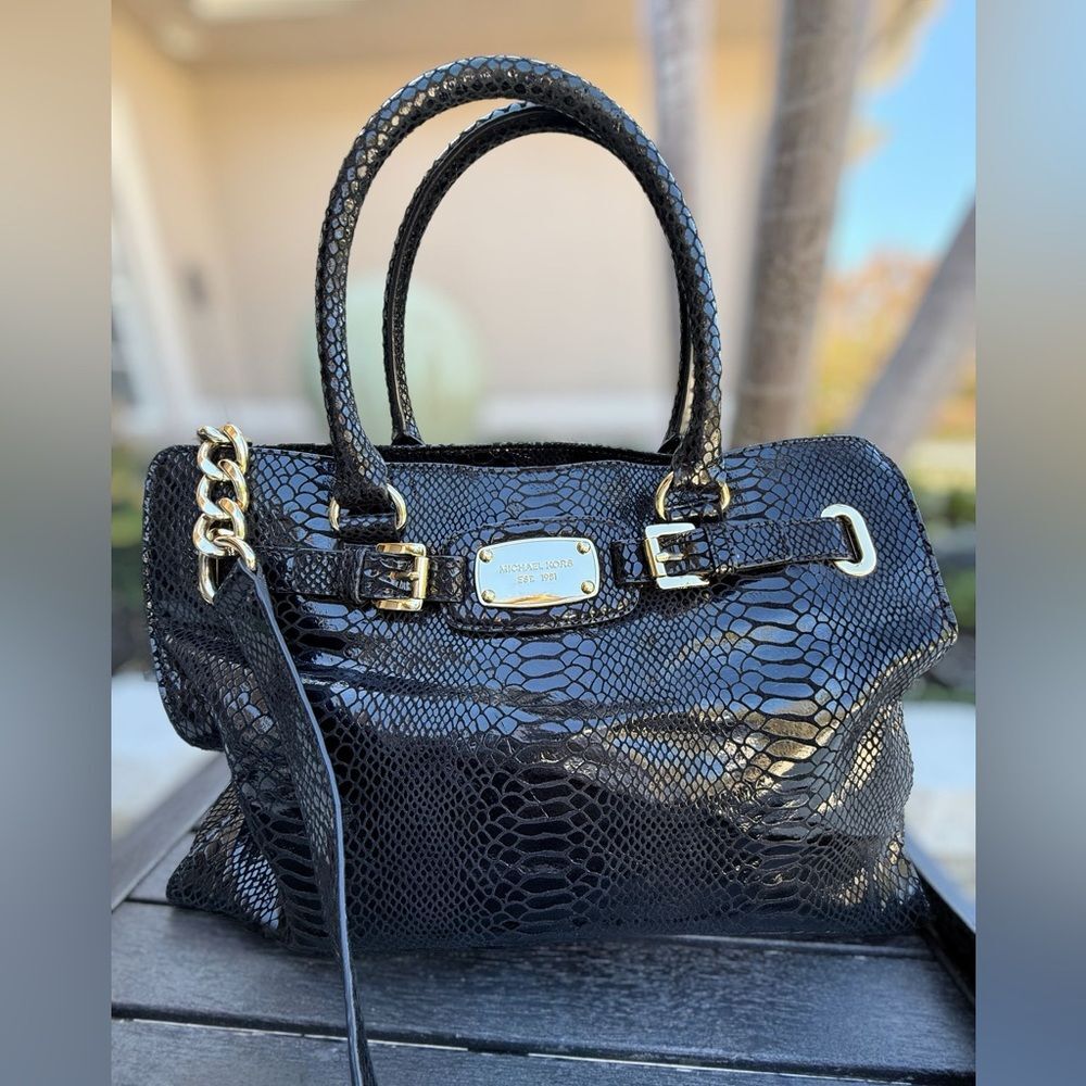 Michael Kors Hamilton East West Large Embossed Satchel - Picture 1 of 16